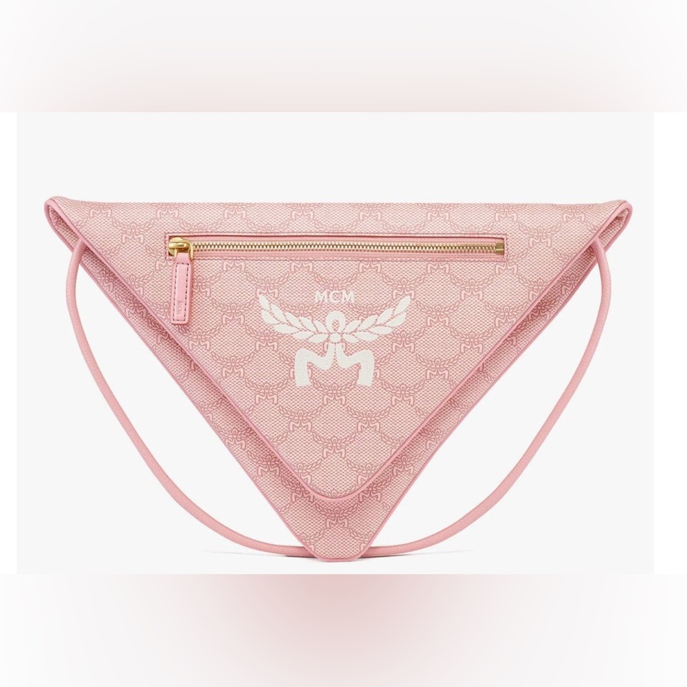 MCM Blush Pink Crossbody Bag Himmel Triangle Pouch in Lauretos - NWT